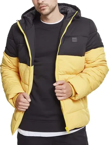 Urban Classics Hooded 2-Tone Puffer Jacket Blouson, Jaune (chromeyellow/blk 01437), S