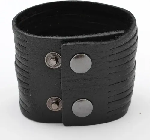 Collin Rowe Large bracelet en cuir noir