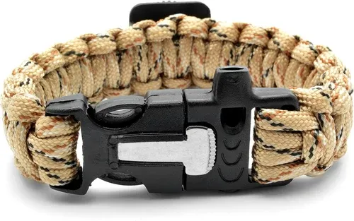 Tailor Toki Bracelet Paracord couleur sable avec boussole, sifflet et allume-feu