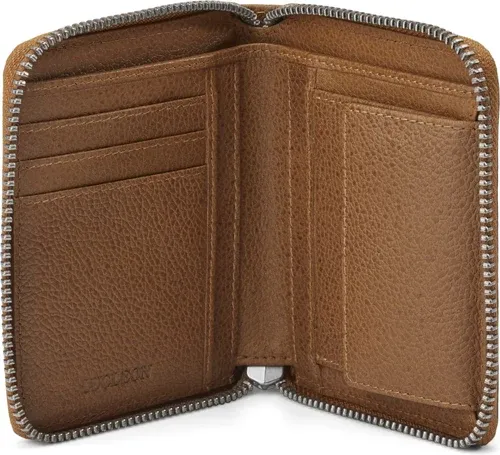 Lucleon Mini portefeuille anti-RFID en cuir brun tan Sky