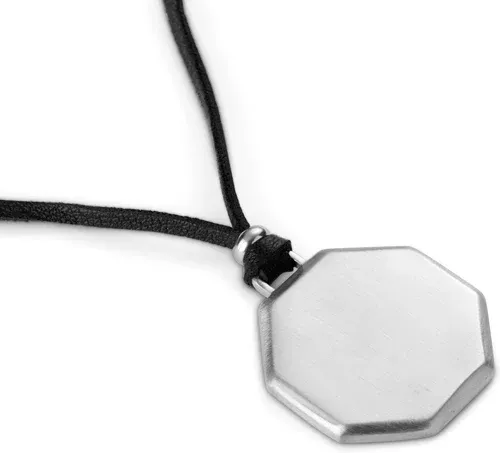 Lucleon Pendentif personnalisable en acier argenté avec collier