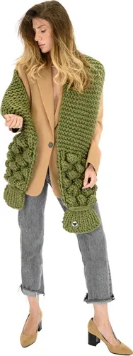 Mums Handmade Bubble Ribbed Scarf - Khaki