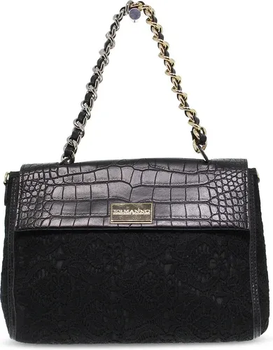 Sac à main Ermanno Scervino FLAP BAG ILENIA LACE en faux cuir noir