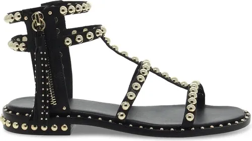 Sandales plates Ash SCHIAVA en cuir noir