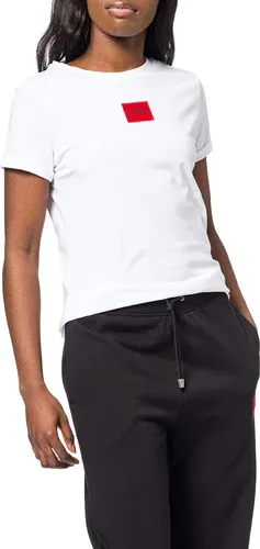 HUGO Femmes The SlimTee redlabel T-Shirt Slim Fit en Coton avec étiquette Logo