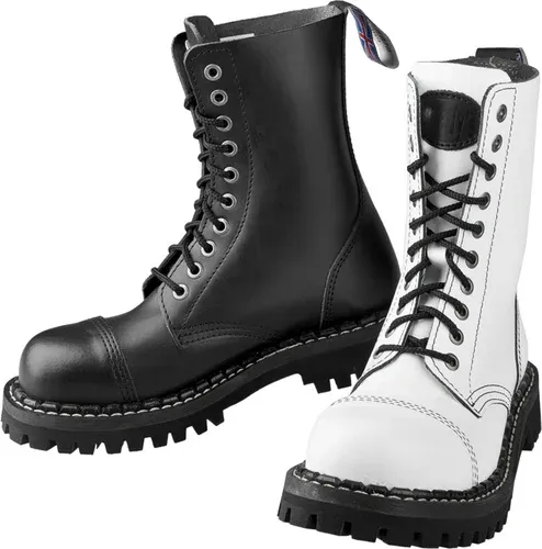 Bottes STEADY´S - 10 trous - Noir et blanc - STE/10_black/white