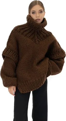 Mums Handmade Turtle Rolled Neck Sweater - Brown