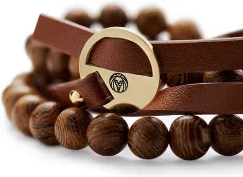 Lucleon Set de bracelets bruns et dorés Ankh