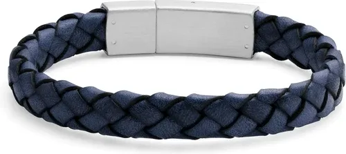 Lucleon Bracelet Bolo massif en cuir bleu uni