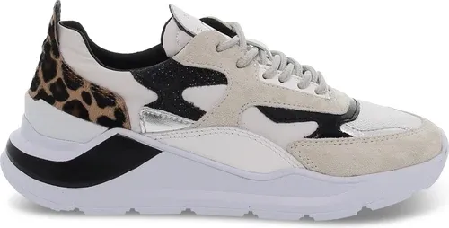 Baskets D.A.T.E. FUGA ANIMALIER WHITE en cuir blanc