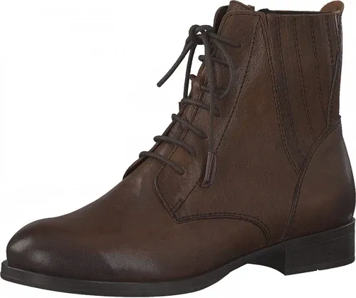 Marco Tozzi Bottes à Lacets en Cuir pour Femme 2-2-25102-27, Bottine, Cognac Antique, 37 EU