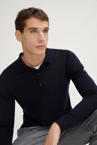 Artknit Studios The Merino Wool Polo - Blue Navy