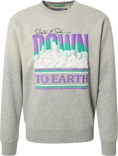 SCOTCH & SODA Sweat-shirt gris chiné / jade / violet / blanc