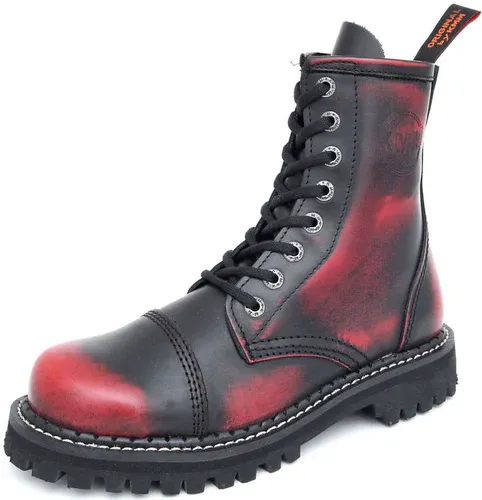 Bottes en cuir unisexe - KMM - Black/Red - 080